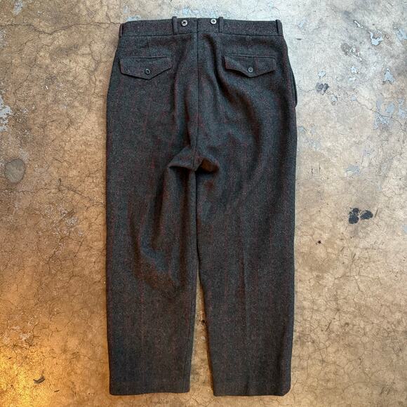 1950s LL Bean Script Logo Wool Plaid Pants 34x30 Donut Button Talon CLEAN - Picture 2 of 6